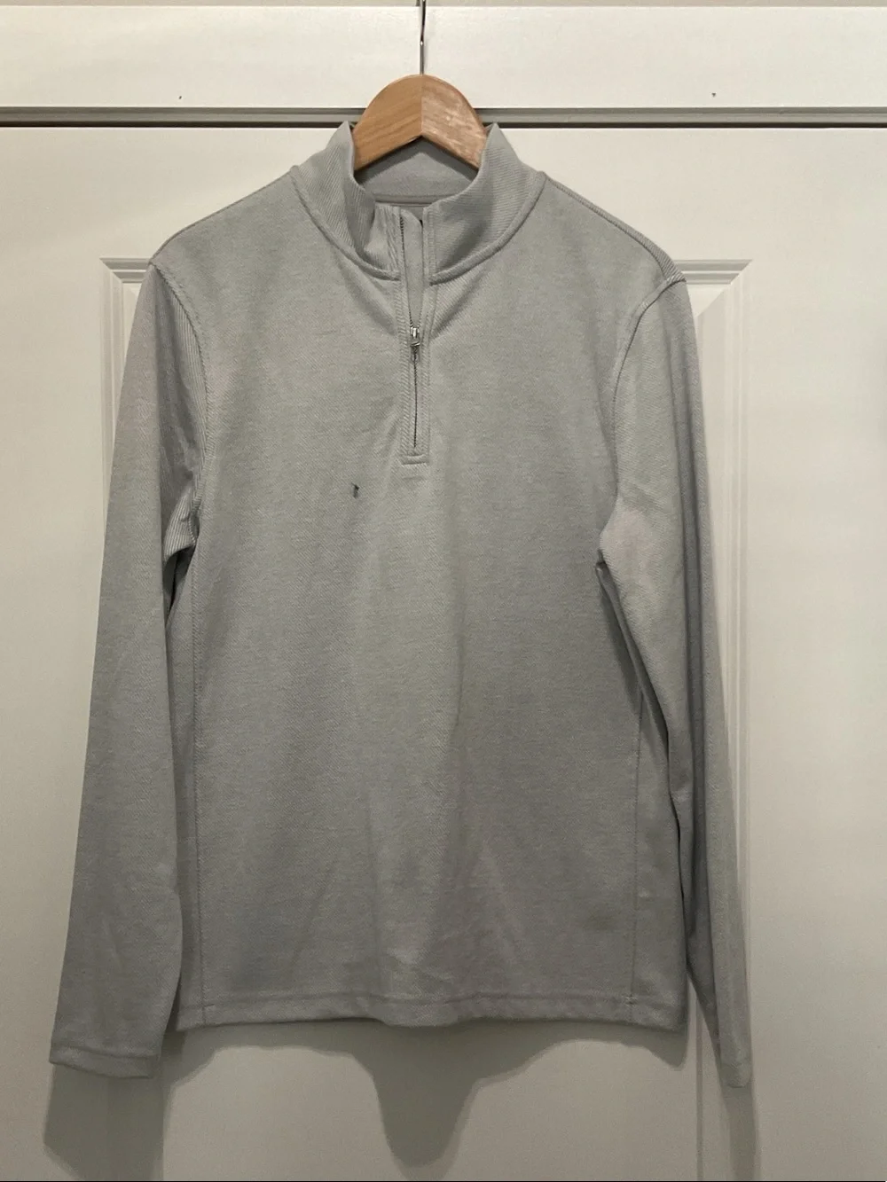 J. Crew Men's Light Gray Authentic Fleece Half-Zip Sweater